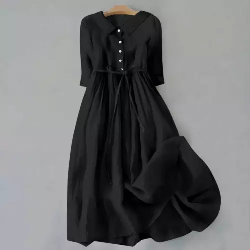 ¡Vestidos largos informales para mujer con botones de lino de algodón vestido caftán talla grande! - Imagen 18 de 35