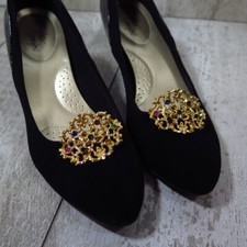 Musi Large Multi Colored Rhinestones Jeweled Shoe Clips Vintage Set Signed