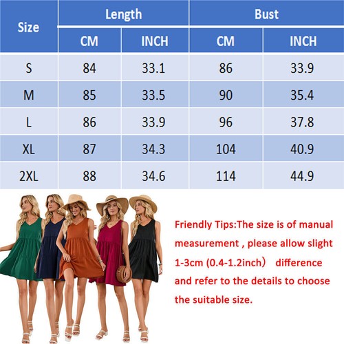 Women's Summer Solid Color Sleeveless Dress Casual Loose Flowy Swing Shift Dress - 第 2/17 張圖片
