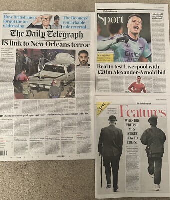 The Daily Telegraph 2. Januar 2025 01.02.25 New Orleans Terroranschlag & Arsenal