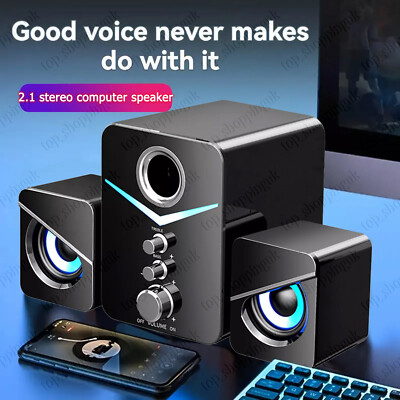 PC Computer Speakers Subwoofer Stereo Bass Speaker System w/ RGB Gaming  LED UK