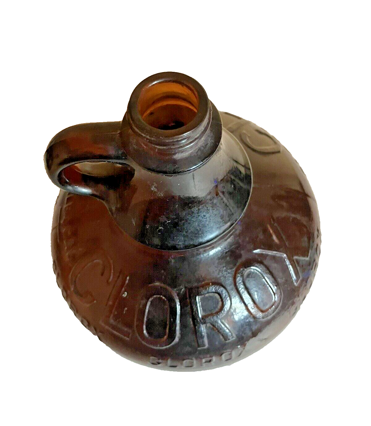 Vintage Clorox Half Gallon, 64 oz, Embossed Brown Glass Jug, no chips