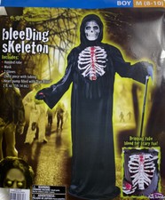 Bleeding Skeleton 5pc Halloween Costume Boys Size Medium 8-10