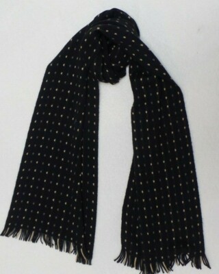 Black polka dot knit scarf muffler, 100% acrylic, 10