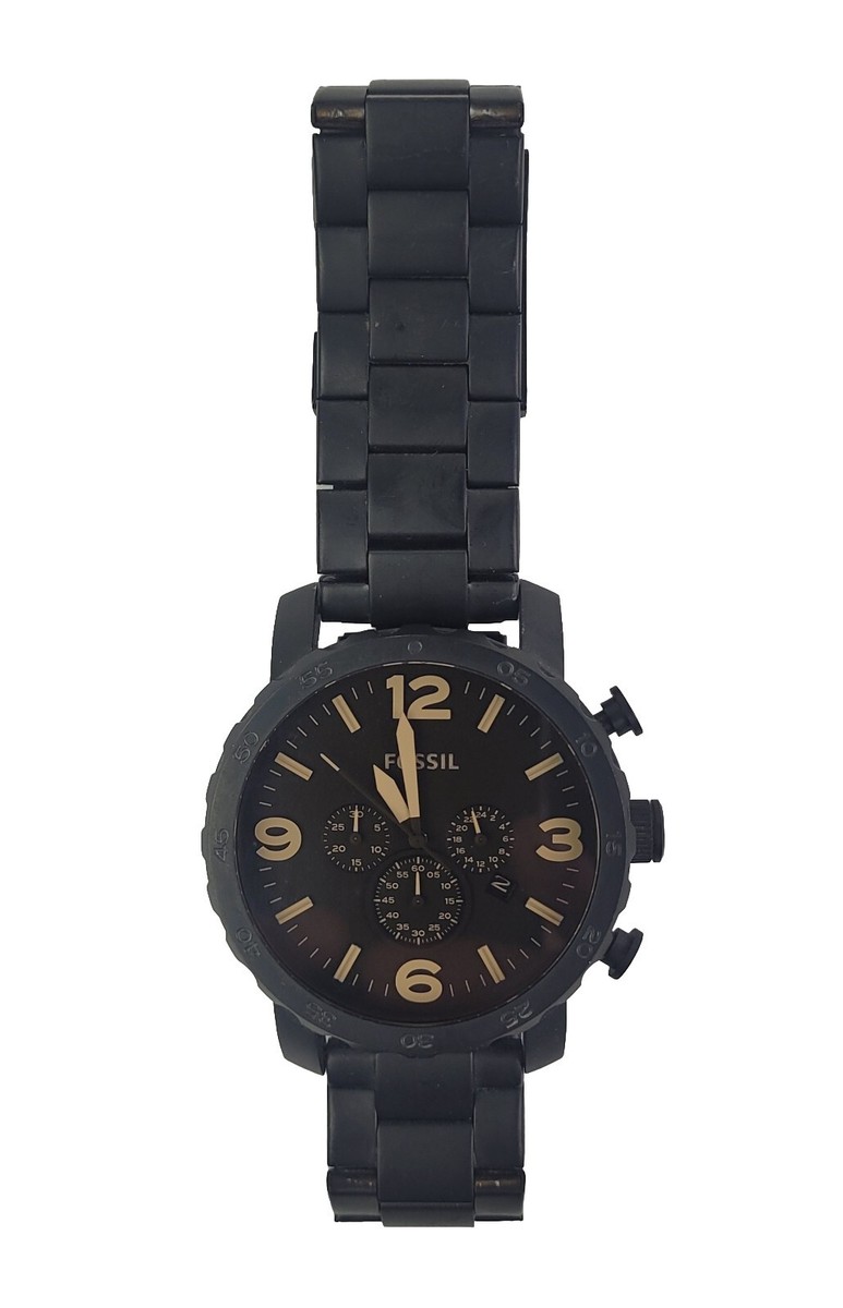 Fossil Watch Jr1356 Fossil Nate Chronograph Black Stainless Steel