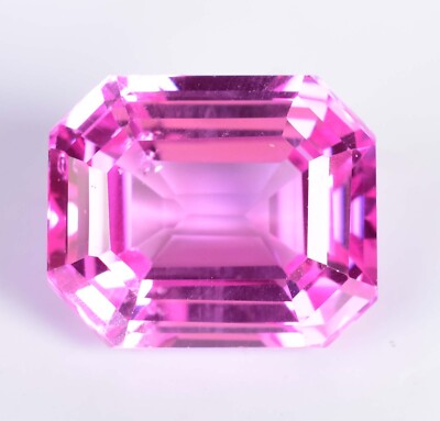 Flawless 42.80 Ct Natural Mogok Pink Ruby Emerald Cut Certified Loose Gemstone