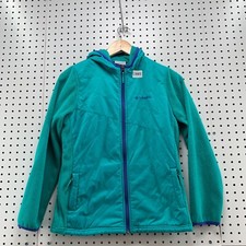 Girls Columbia Long Sleeve Full Zip Soft Shell Green Fleece Jacket Size L 14-16