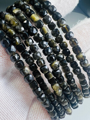 Obsidian Gold Stretch Bracelet Faceted 5mm Top Quality Natural Stone Healing Stone