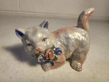 Vintage MCM 1950s Lusterware Kitten Cat Figurine