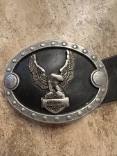 Harley Davidson Screaming Eagle Buckle Leather Backed 1996 & leather Belt L 38