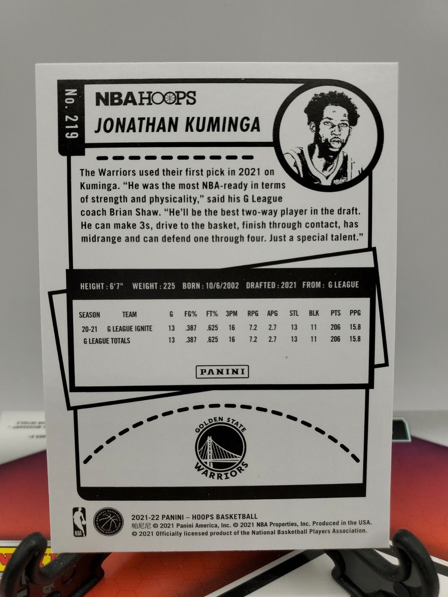 2021-2022 Panini NBA Hoops Basketball #219 Jonathan Kuminga Rookie