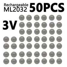 New 50PCS ML2032 2032 Rechargeable Battery 65mAh 3V Electronics CMOS Calculators