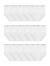 15 Pack Mens Comfortable Moisture Wicking Tag-Free 100 Cotton Briefs,Large White