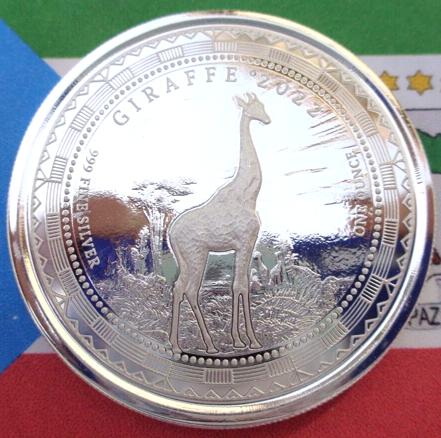 2022 GIRAFFE 1oz 999ファインシルバーコイン 2022 Equatorial Guinea GIRAFFE silver coin .999 fine silver
