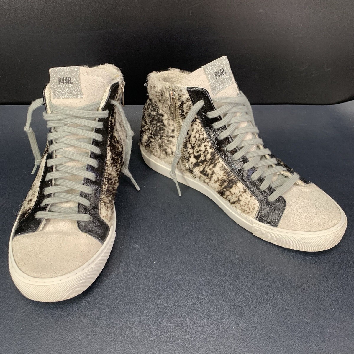 P448 “You Can Surf Later” Leather High Top Zip Sneaker Shoes Size 