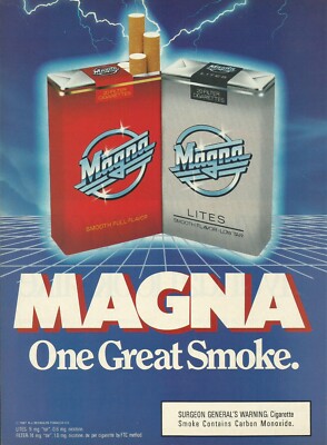 1988 Magna Cigarettes Tobacco vintage print ad 80's advertisement