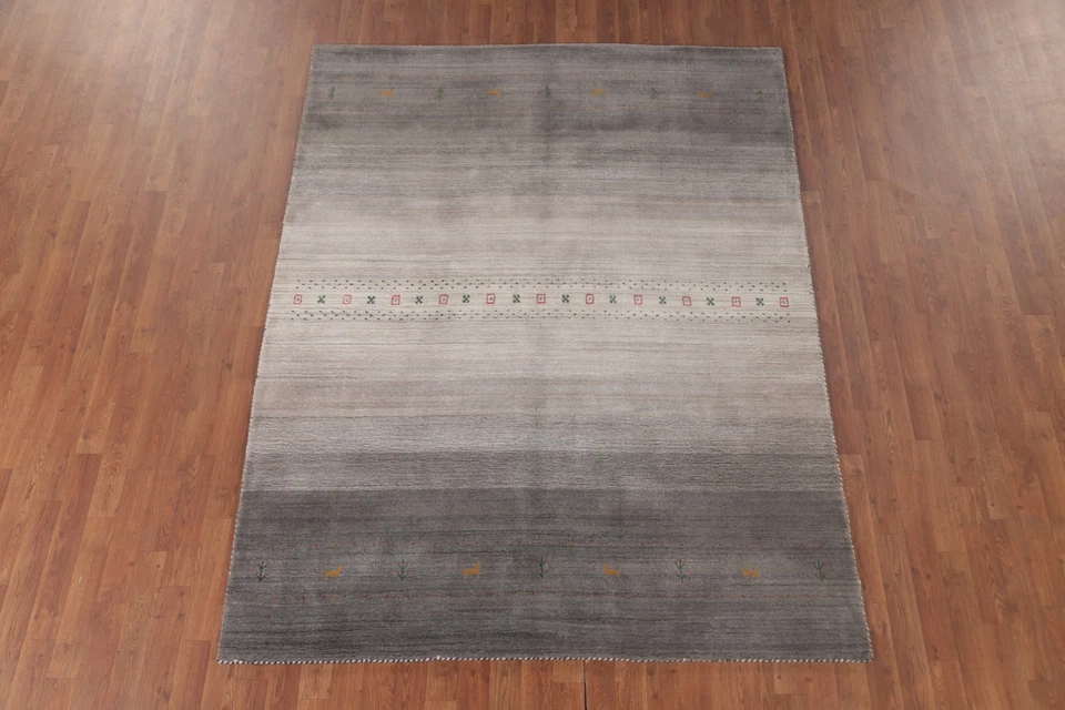 Little Animal Design Contemporary Gabbeh Wool Hand-knotted Living Room Rug 6'x8' - Image 2 of 4