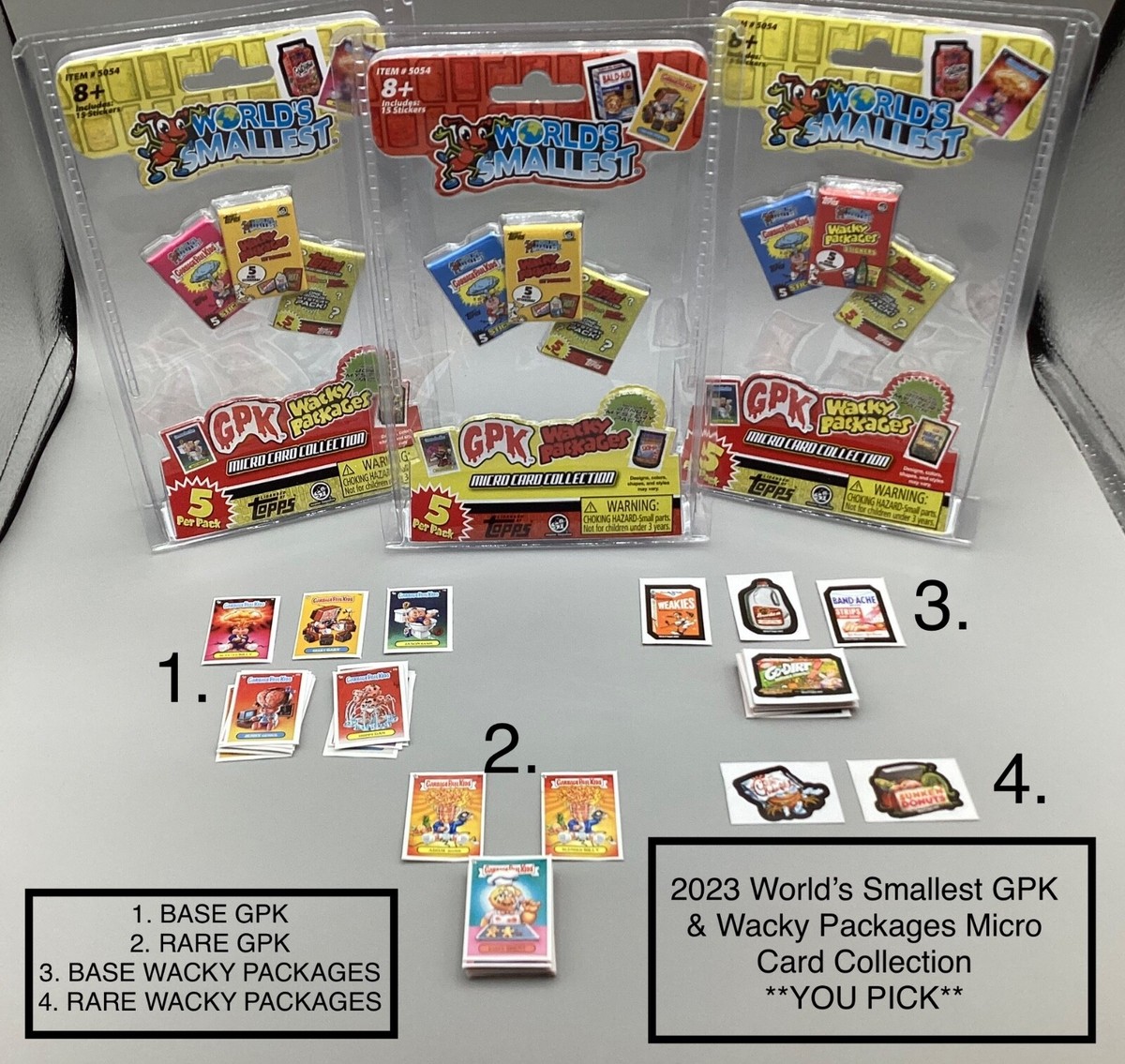 2023 World's Smallest GPK & Wacky Packages Micro Cards *YOU PICK individual card 2023 World's Smallest GPK & Wacky Packages Micro Cards *YOU PICK individual card