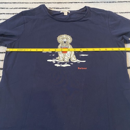BARBOUR Ladies Beach Shells Dog Doodle Tee Short Sleeved T-Shirt Top Size US 10 - Picture 5 of 7