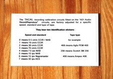 1 x Aufkleber   "Identification Sticker" NEW for Nagra T - Audio + TC ! RAR !