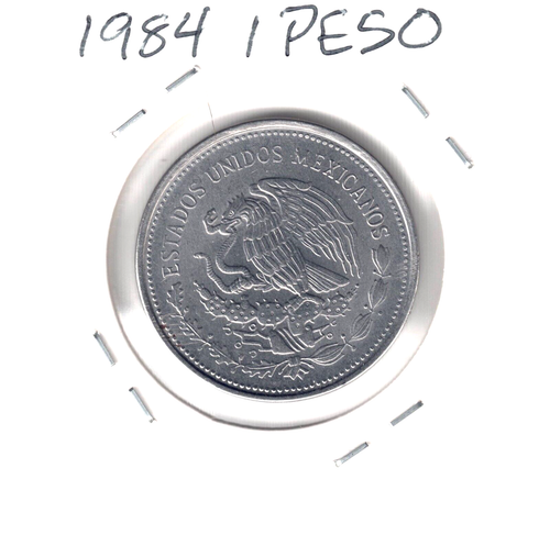 1984 Mexico 1 Peso coin. Higher grade. U grade from the Hi-Res scans. - Picture 2 of 2