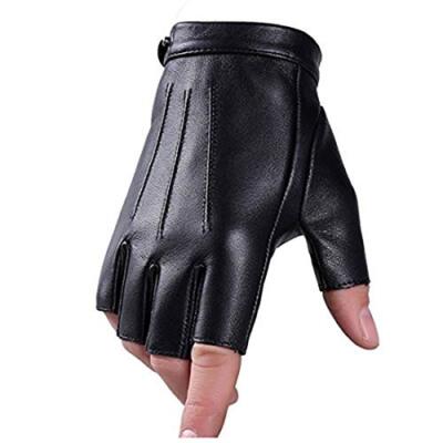 Fingerless Driving Gloves PU Faux Leather Outdoor Sport Half Finger Glove Top