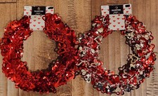 Valentines Day Love Hearts Wired Garland 25ft Red  Silver/Red Set of 2 NWT
