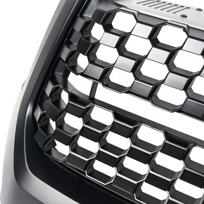 Gloss Black Honeycomb Grille & Hood Bulge Molding Set For 2014-2020 Toyota Tundra (Direct Fit, KARPAL) - View #3