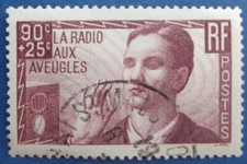 France oblitéré, n°418, au profit de l'oeuvre La radio aux aveugles, 1938