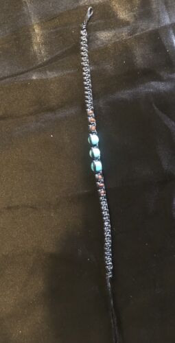 Bracelet fait main torquise semi-précieuse et perles de pierre - Photo 1/2