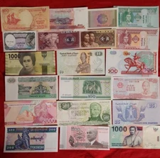 🔥 MIXED LOT 20 DIFFERENT WORLD PAPER MONEY BANKNOTES  FOREIGN  UNC FREE SHIPPIN