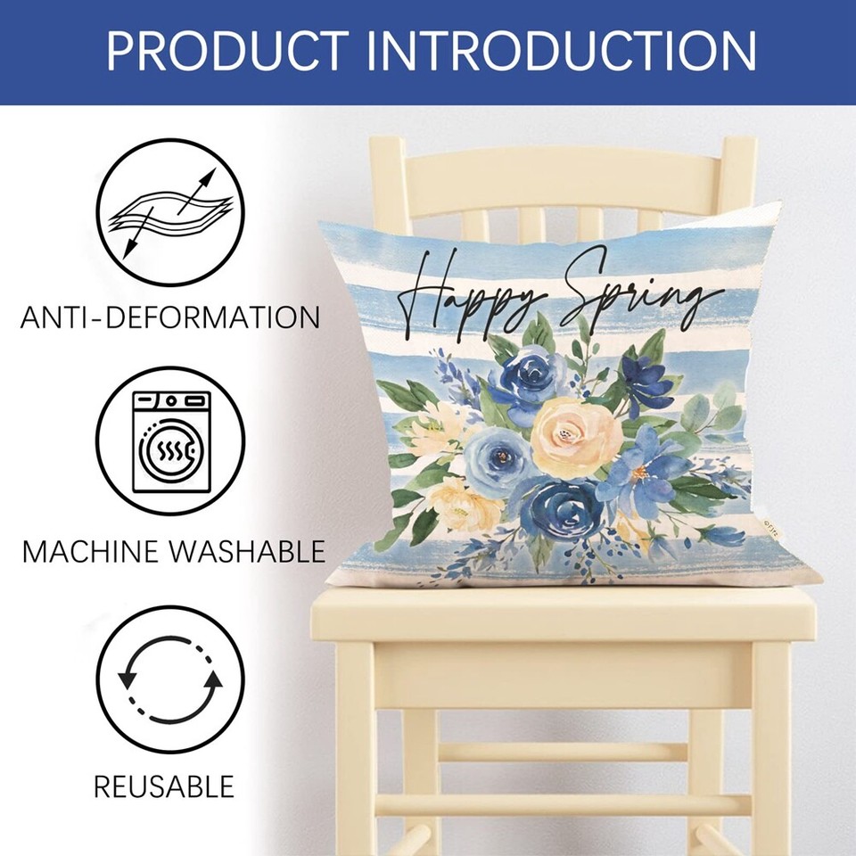 18X18 Set of 4 Spring Pillow Covers Home Decor for Couch Sofa F2F3 eBay