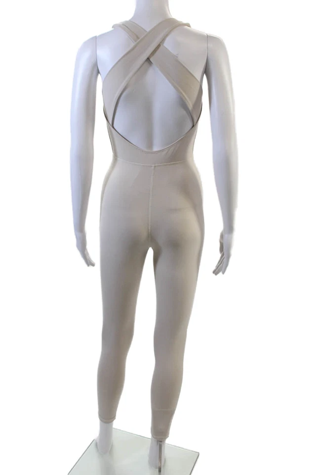 Mono deportivo Dynamite para mujer con correa cruzada espalda abierta beige talla XS Foto 3 de 4