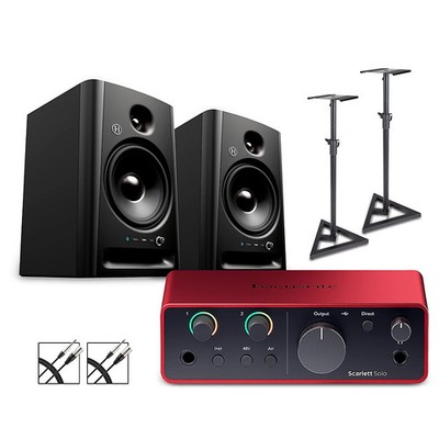 Focusrite Solo Gen4 wHarbinger Studio Monitor Pair StandsCables Included SM508