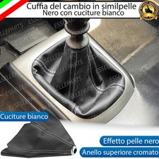 CUFFIA LEVA CAMBIO TOYOTA AYGO MK1 SIMILPELLE NERO CON CUCITURE A RILEVO BIANCO