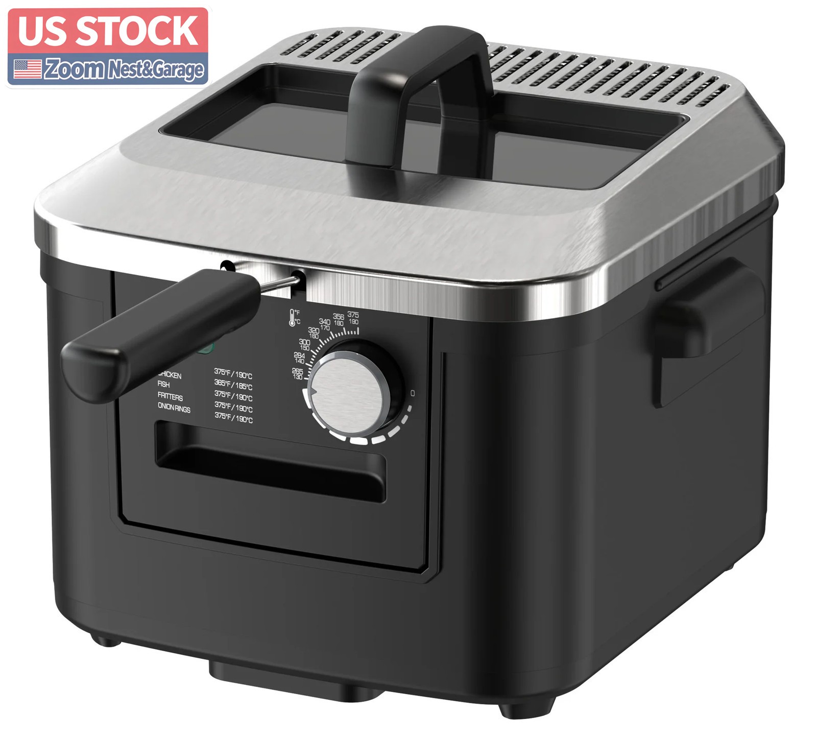 Mainstays 4L Matte Black Electric Deep Fryer with Adjustable Temperature Control