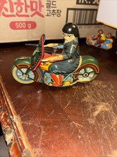 Vintage 1950  s Japan Tin Friction Militay Police Motorcycle