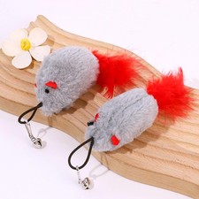 Cat Toy Refill 2 Pack Interactive Mouse with Feather Tail Bell 4.72 Inch