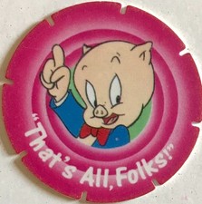 Walkers UK TAZO LOONEY TUNES PORKY PIG 'ALL FOLKS' Nº 46 Milk Cap 1996 Coleccionar