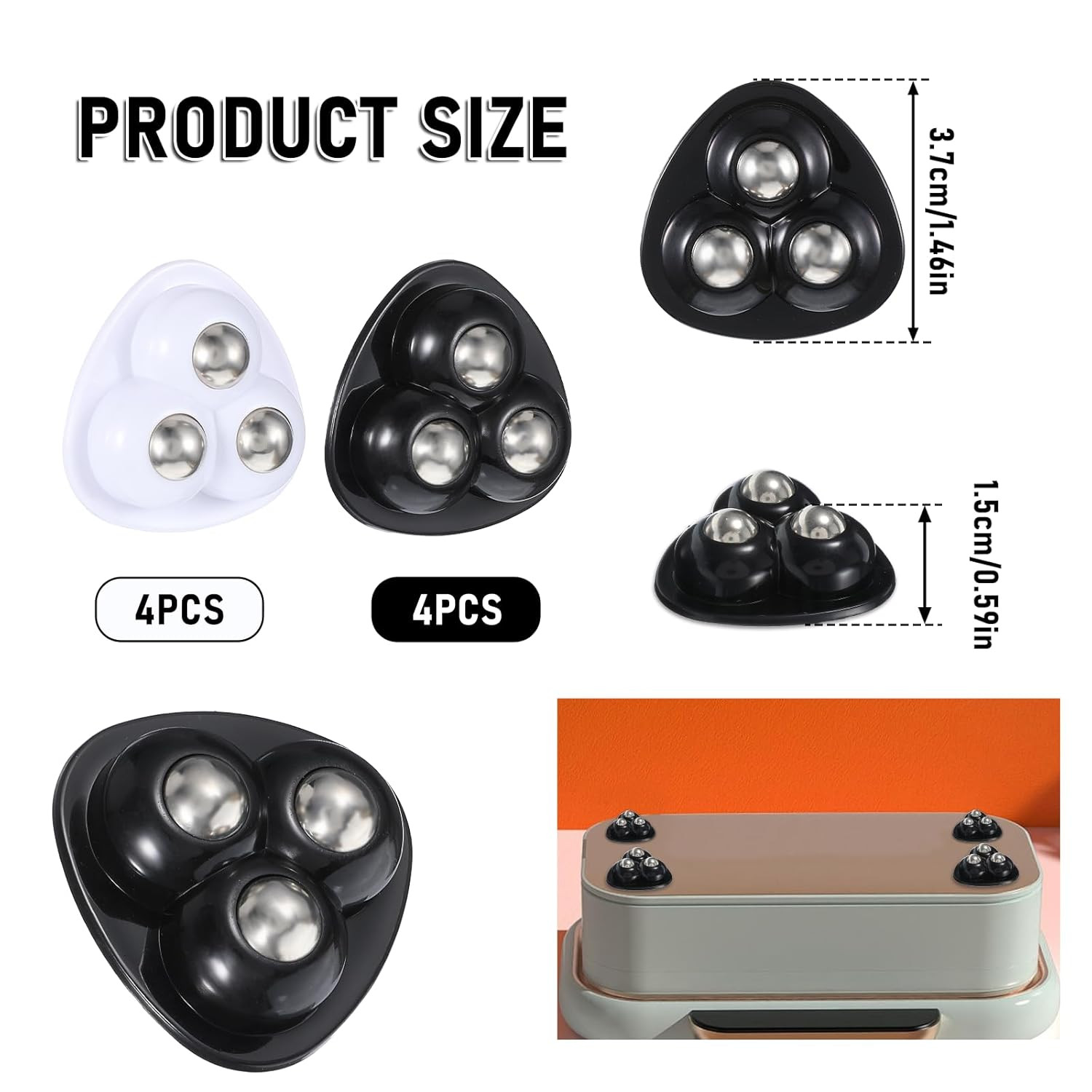 8Pcs Self Adhesive Mini Caster Wheels 360° Swivel Universal Wheel Sticky Pulley