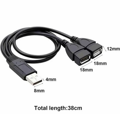 Y-Splitter Adapter USB A Stecker auf 2 x USB A Buchse Y- Kabel-Verlängerung 30cm