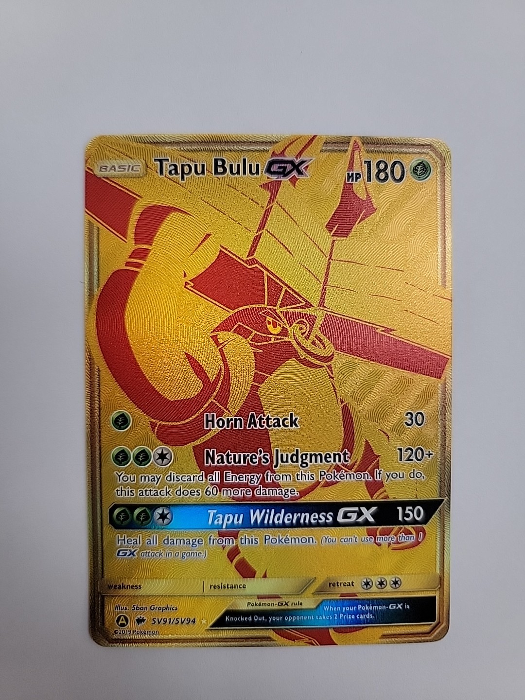 Pokémon TCG Tapu Bulu GX Hidden Fates Holo Gold Secret Rare Card SV91/SV94