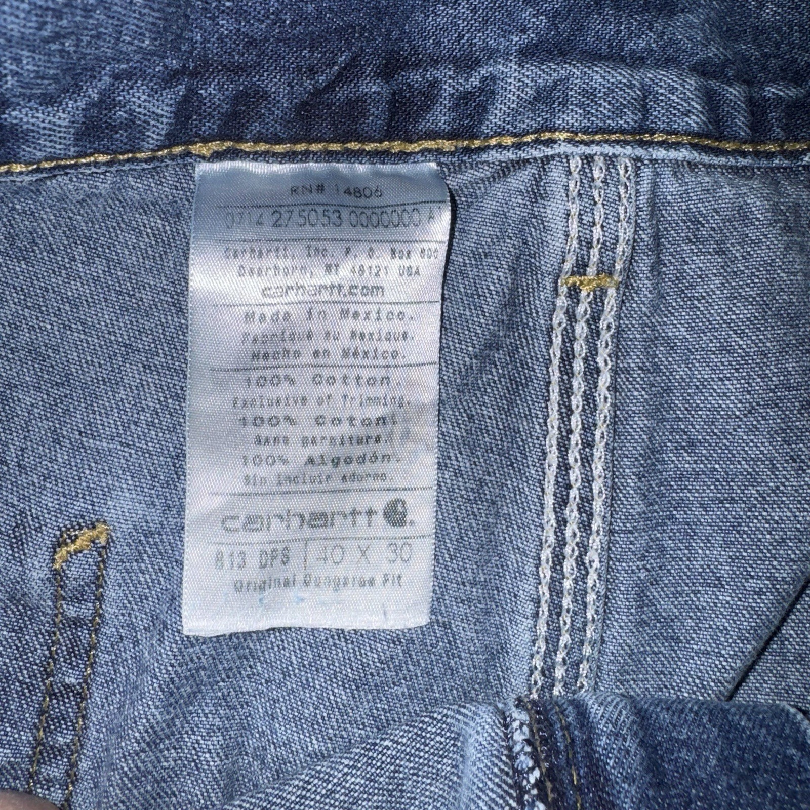 Carhartt Men's Work Pants B13 DPS Carpenter Denim Original Fit Blue 40x30 thumbnail 5