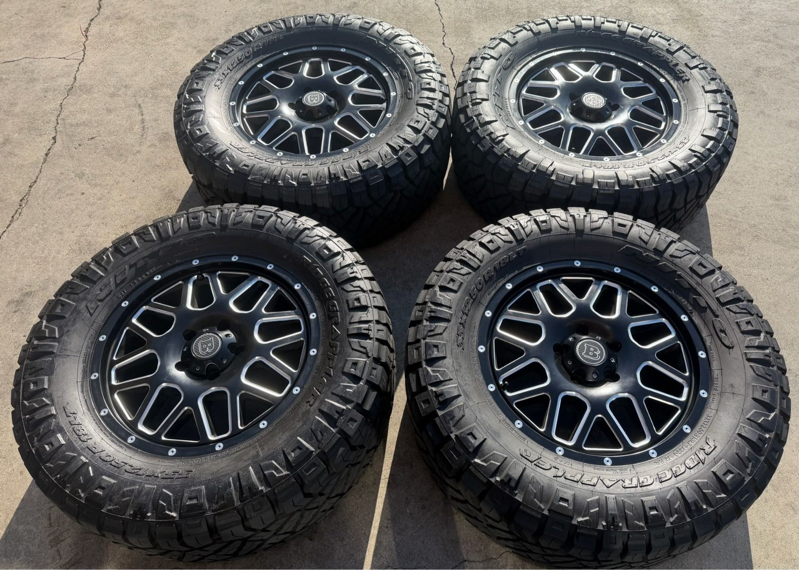 18” Fuel Offroad Brabus Style Black Milled Wheels with Nitto Ridge Grappler AT
