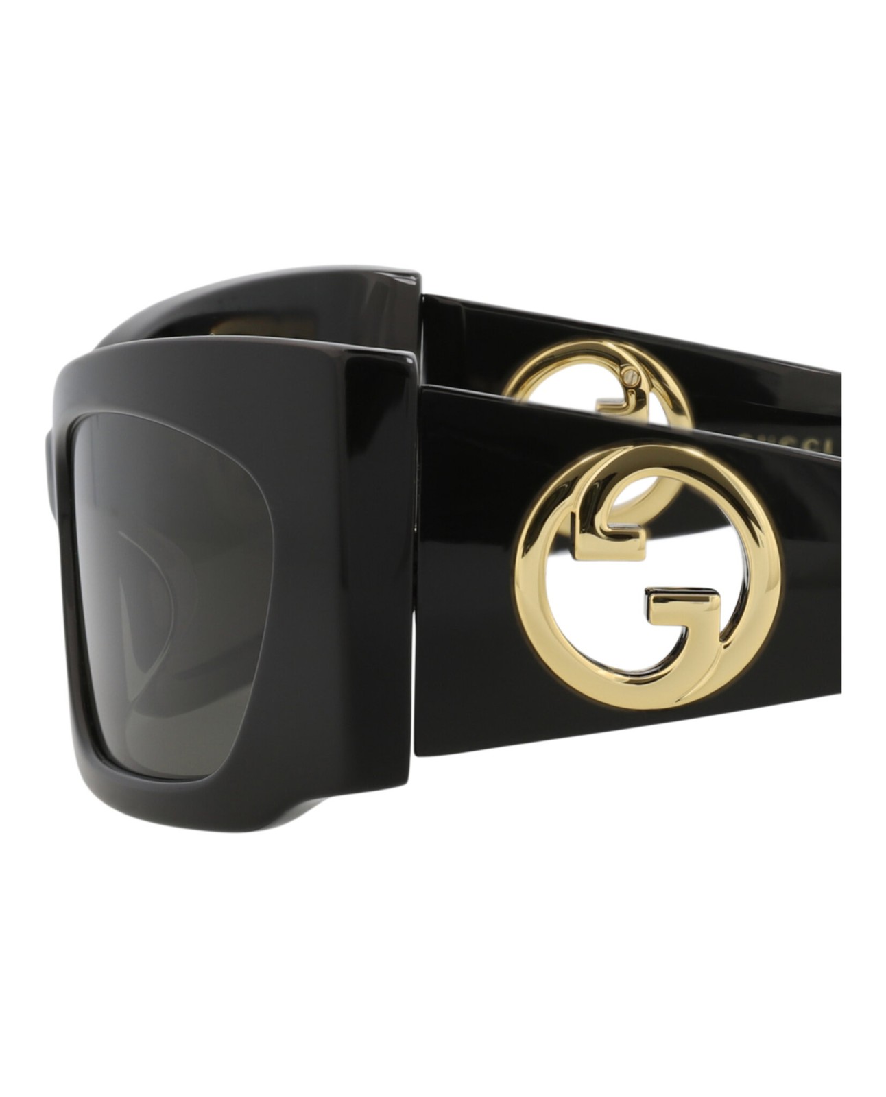 Gucci Womens Shield/Wrap Black Black Grey Fashion Designer Eyewear image 4