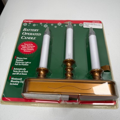 Vintage Carlon Window Mantel Battery Flicker Triple Candelabra White Sealed