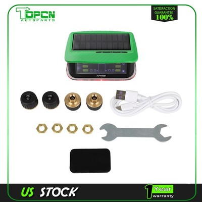 Green RV Tire Pressure Sensor 1PC TPMS Solar Monitor 4pc Sensors W/Alarm Modes