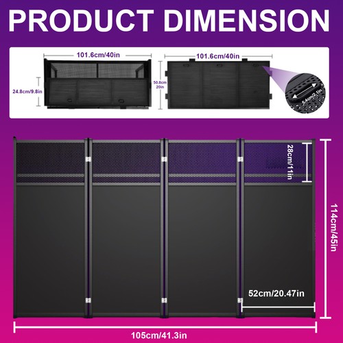 DJ Table Stand Foldable Booth Facade w/Travel Bag Scrims +Built in Flat Table - Picture 5 of 11