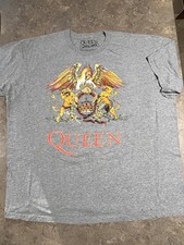 Queen Band Official Merch T-Shirt Grey Crest Logo Freddie Mercury Size XXL