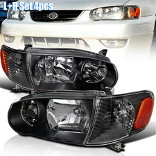Black Headlight For Toyota Corolla 2001 2002 Wcorner Signal Lamps Lr Set 4pcs Black Headlight For Toyota Corolla 2001 2002 Wcorner Signal Lamps Lr Set 4pcs